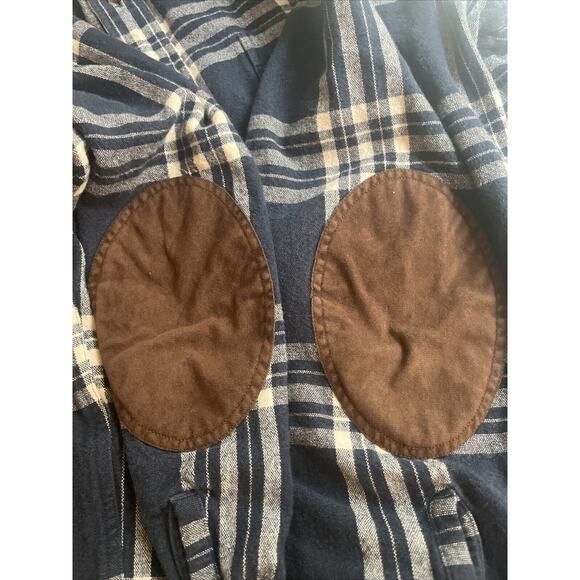 J Crew Flannel Shirt Mens Large‎ Black Check Button Down Elbow Patches Casual - Picture 7 of 8